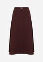 Bordowa Wiskozowa Spódnica o Rozkloszowanym Kroju z Paskiem z Klamrą Lawedisa