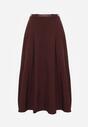 Bordowa Wiskozowa Spódnica o Rozkloszowanym Kroju z Paskiem z Klamrą Lawedisa