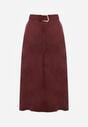 Bordowa Rozkloszowana Wiskozowa Spódnica z Bawełną Ozdobiona Paskiem Nawedea
