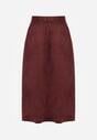 Bordowa Rozkloszowana Wiskozowa Spódnica z Bawełną Ozdobiona Paskiem Nawedea