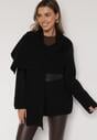 Czarny Wiskozowy Kardigan z Paskiem i Narzutką Rewedisa