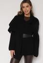 Czarny Wiskozowy Kardigan z Paskiem i Narzutką Rewedisa