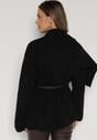 Czarny Wiskozowy Kardigan z Paskiem i Narzutką Rewedisa