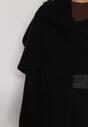 Czarny Wiskozowy Kardigan z Paskiem i Narzutką Rewedisa