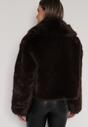 Brązowa Kurtka Futrzana z Ozdobnym Kołnierzem Wedoria