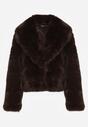 Brązowa Kurtka Futrzana z Ozdobnym Kołnierzem Wedoria