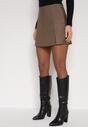 Beżowe Spódnico-Szorty Krótkie z Rozcięciem na Boku Irindel