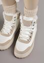 Białe Sneakersy na Grubej Podeszwie z Futerkiem Alweda