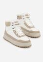 Białe Sneakersy na Grubej Podeszwie z Futerkiem Alweda