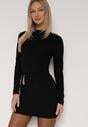 Czarna Dopasowana Sukienka Ozdobiona Metalicznymi Aplikacjami Vetimala
