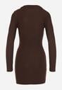 Brązowa Dopasowana Sukienka Ozdobiona Metalicznymi Aplikacjami Vetimala