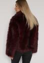 Bordowa Kurtka Futerko z Szerokim Kołnierzem Vertilira