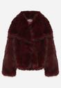 Bordowa Kurtka Futerko z Szerokim Kołnierzem Vertilira