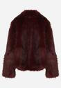 Bordowa Kurtka Futerko z Szerokim Kołnierzem Vertilira