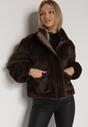 Brązowa Futrzana Kurtka Ozdobiona Kieszeniami Vetilina