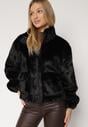 Czarna Futrzana Kurtka Ozdobiona Kieszeniami Vetilina