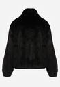 Czarna Futrzana Kurtka Ozdobiona Kieszeniami Vetilina