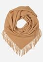 Brązowy Trójkątny Szalik z Wiskozy i Bawełny z Frędzlami Vetirala