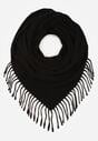 Czarny Gładki Szalik z Frędzlami Vetiela