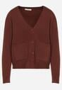 Brązowy Rozpinany Kardigan z Dodatkiem Kaszmiru Vetirira