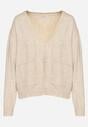 Beżowy Rozpinany Kardigan z Dodatkiem Kaszmiru Vetirira