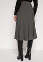 Ciemnoszara Rozkloszowana Plisowana Spódnica Dzianinowa Tussana