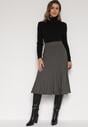 Ciemnoszara Rozkloszowana Plisowana Spódnica Dzianinowa Tussana