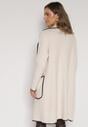 Beżowy Kardigan Ozdobiony Lamówką Tusbena