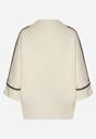 Jasnobeżowy Sweter z Kontrastową Lamówką Tuselle