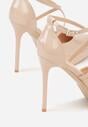 Beżowe Szpilki z Paseczkami i Ozdobną Platformą Misterisa