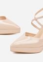 Beżowe Szpilki z Paseczkami i Ozdobną Platformą Misterisa