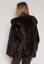 Brązowa Kurtka Futerko z Kapturem i Szerokim Kołnierzem Nalafera