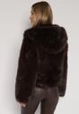 Brązowa Kurtka Futrzana z Nieodpinanym Kapturem Vetirire