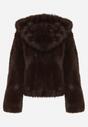 Brązowa Kurtka Futrzana z Nieodpinanym Kapturem Vetirire
