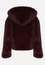 Bordowa Kurtka Futrzana z Nieodpinanym Kapturem Vetirire