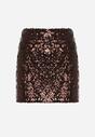 Ciemnobrązowa Spódnica Ozdobiona Cekinami o Dopasowanym Kroju Vetisale