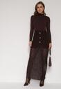 Brązowa Dzianinowa Spódnica z Wiskozą Zdobiona Koronką i Guzikami Sewora