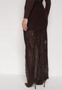 Brązowa Dzianinowa Spódnica z Wiskozą Zdobiona Koronką i Guzikami Sewora