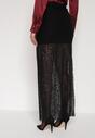 Czarna Dzianinowa Spódnica z Wiskozą Zdobiona Koronką i Guzikami Sewora