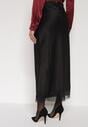 Czarna Satynowa Spódnica z Koronkowym Zdobieniem Silfera