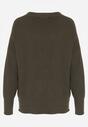 Ciemnozielony Sweter z Domieszką Kaszmiru z Dekoltem w Serek Feralaine
