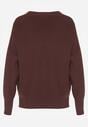 Brązowy Sweter z Domieszką Kaszmiru z Dekoltem w Serek Feralaine