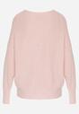 Jasnoróżowy Sweter z Domieszką Kaszmiru z Dekoltem w Serek Feralaine