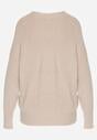 Beżowy Sweter z Domieszką Kaszmiru z Dekoltem w Serek Feralaine