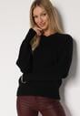 Czarny Sweter z Domieszką Kaszmiru z Dekoltem w Serek Feralaine