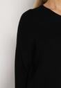 Czarny Sweter z Domieszką Kaszmiru z Dekoltem w Serek Feralaine