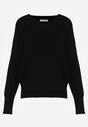 Czarny Sweter z Domieszką Kaszmiru z Dekoltem w Serek Feralaine