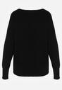 Czarny Sweter z Domieszką Kaszmiru z Dekoltem w Serek Feralaine