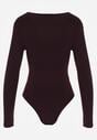 Fioletowe Body z Dekoltem w Serek i Długim Rękawem Zailea