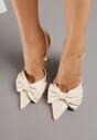 Beżowe Sandały na Szpilce Typu Slingback z Kokardą Liorafera